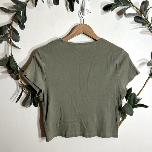 Divided Green Ribbed Short Sleeve Tee - Picture 4 of 4